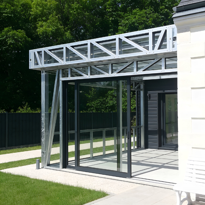 Vue d'une extension en ossature métallique légère par BatiSteel